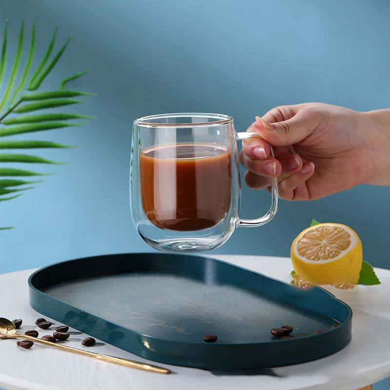 Family Organizer Double Layer Mug Heat Resistant Transparent Coffee Cup With Handle Insulated Glass Cup Thickened Milk Cup_voghion.com