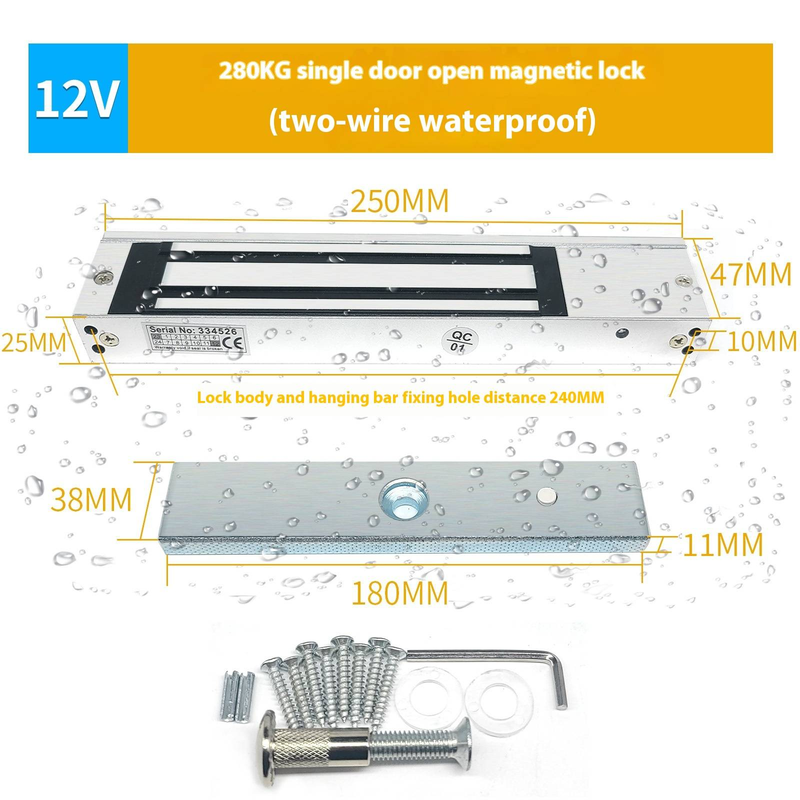 Cerradura electromagnética de 280 kg para puertas individuales o dobles, sistema de control de acceso de superficie con cerradura magnética y cerradura eléctrica._voghion.com