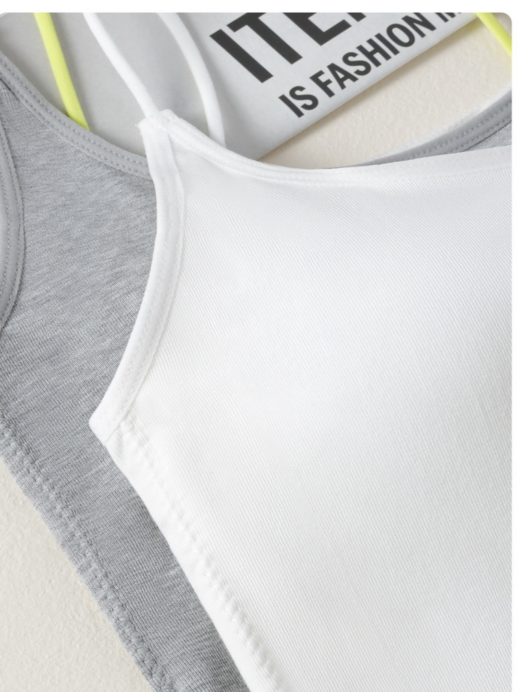 Women's Intimates Cotton Contrast Color Camisole Latex Chest Support One Piece Sexy Comfortable Large Backless Cross Hollow Beauty_voghion.com