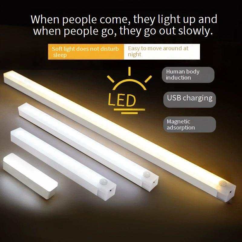 LED Human Body Induction Light Strip Self Adhesive Magnetic Installation Cabinet Light Wine Cabinet Shoe Cabinet Usb Induction Strip Night Light_voghion.com