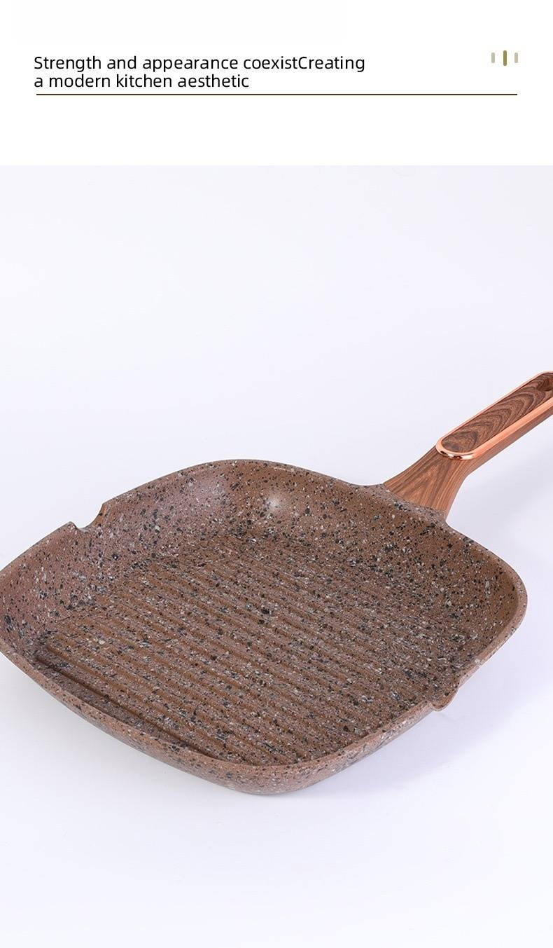 28cm Granite Nonstick Frying Pan - Cast Aluminum Skillet, Steak Griddle & Multipurpose Pan | Induction Compatible, All Cooktops_voghion.com