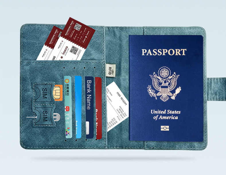 Passport Covers Anti Magnetic Passport Cover PU Leather Passport Holder Magnetic Buckle Leather Passport Bag_voghion.com