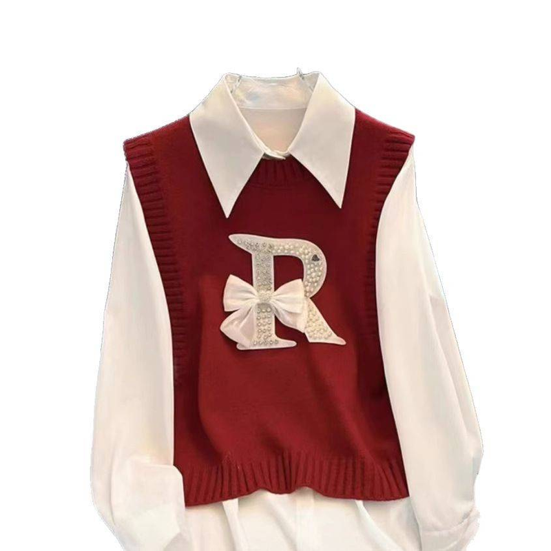 Chaleco de punto de primavera para mujer: cárdigan holgado con cuello redondo y estampado de perro (extragrande, fibra de bambú, 3 colores)_voghion.com