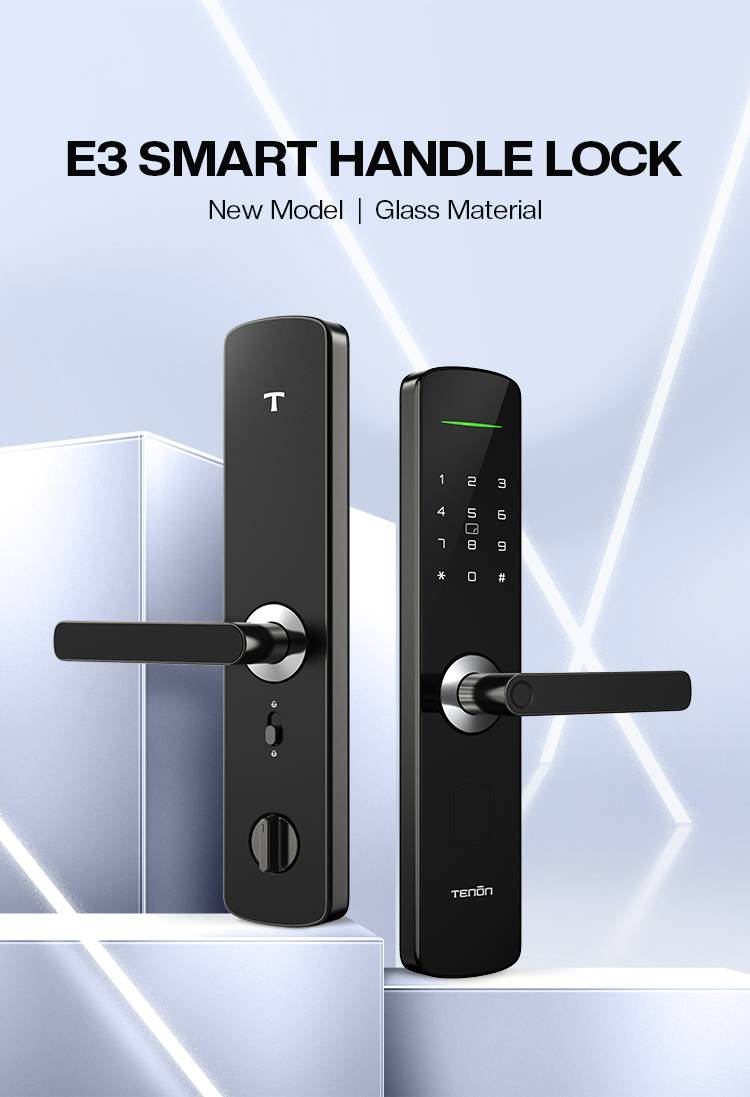 Fingerprint Digital Smart Lock With Lever Rim Pin Card Tenon E3_voghion.com