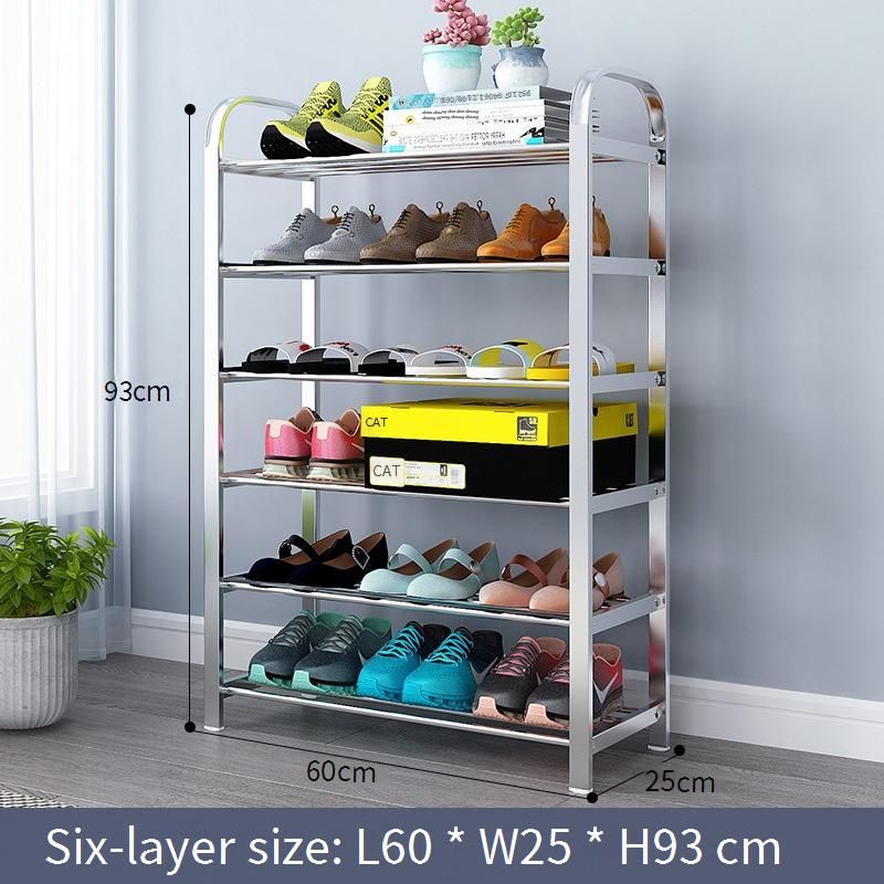 Étagère à chaussures en acier inoxydable, robuste et multi-niveaux, idéale pour l'entrée, anti-poussière, montage facile, style minimaliste moderne._voghion.com