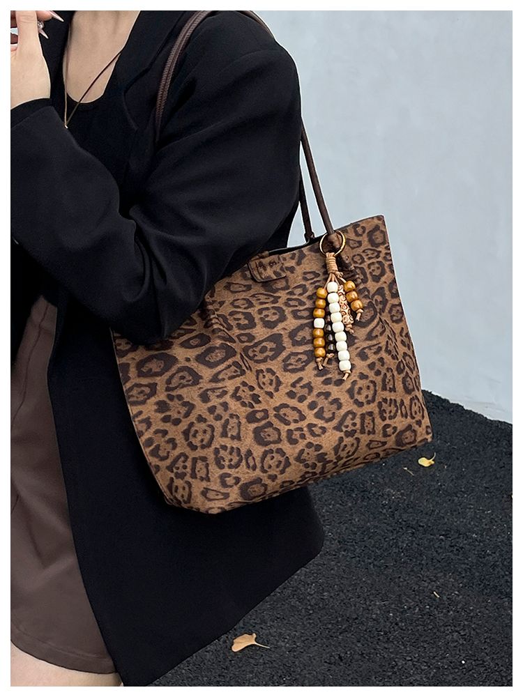 Borsa con stampa leopardata, borsa da donna con tasca interna, borsa con stampa leopardata, adatta per lo shopping, la spiaggia, il lavoro, i viaggi e l'uso quotidiano_voghion.com