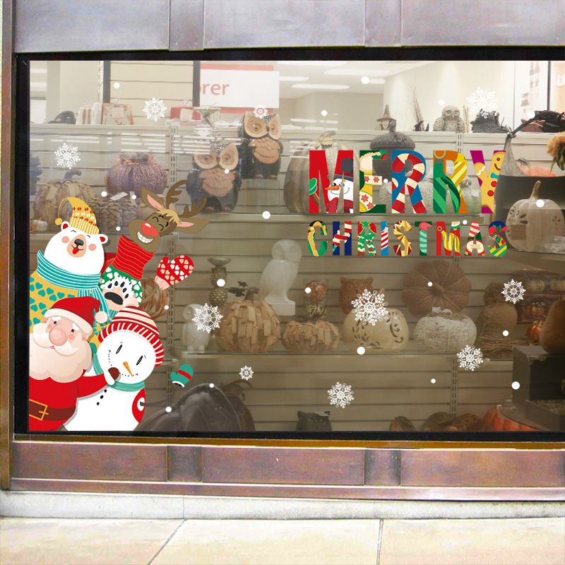 Pegatinas navideñas extraíbles para ventana - XL867, decoración navideña grande con dibujos de renos y osos para el hogar y el dormitorio (60 x 90 cm, PVC)_voghion.com