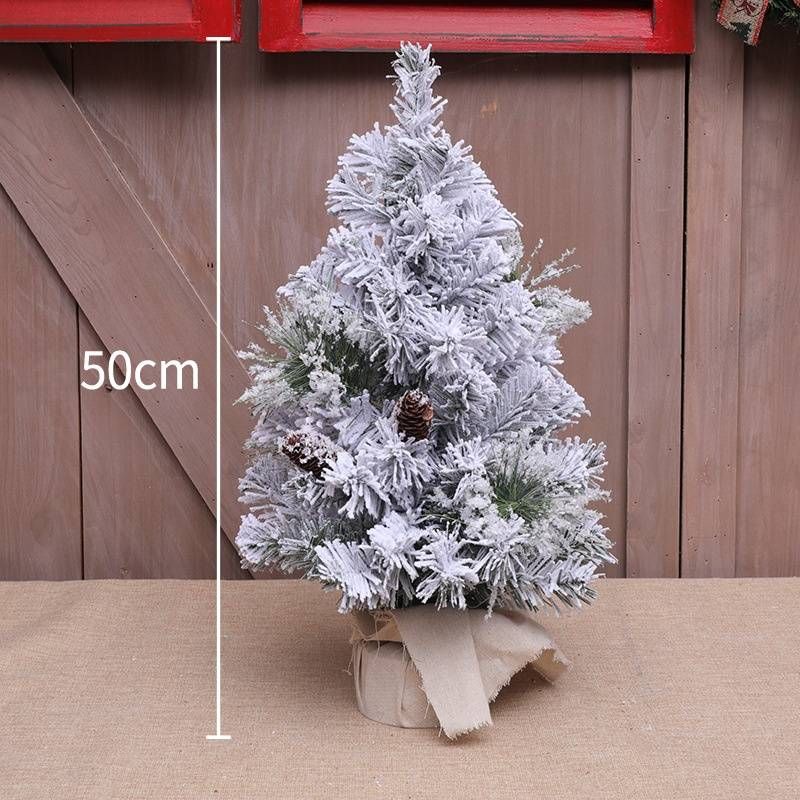 Mini Flocked Christmas Tree With Snowfall Effect – 30cm/40cm/50cm/60cm Realistic Pine Tabletop Decor For Home & Retail Displays_voghion.com