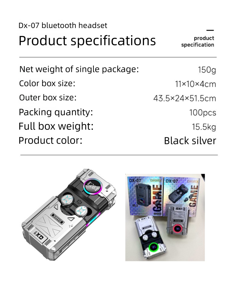 Private Model DX-08/07 Ultra-Long Battery Life Gaming Wireless Earphones TWS Bluetooth 5.3_voghion.com