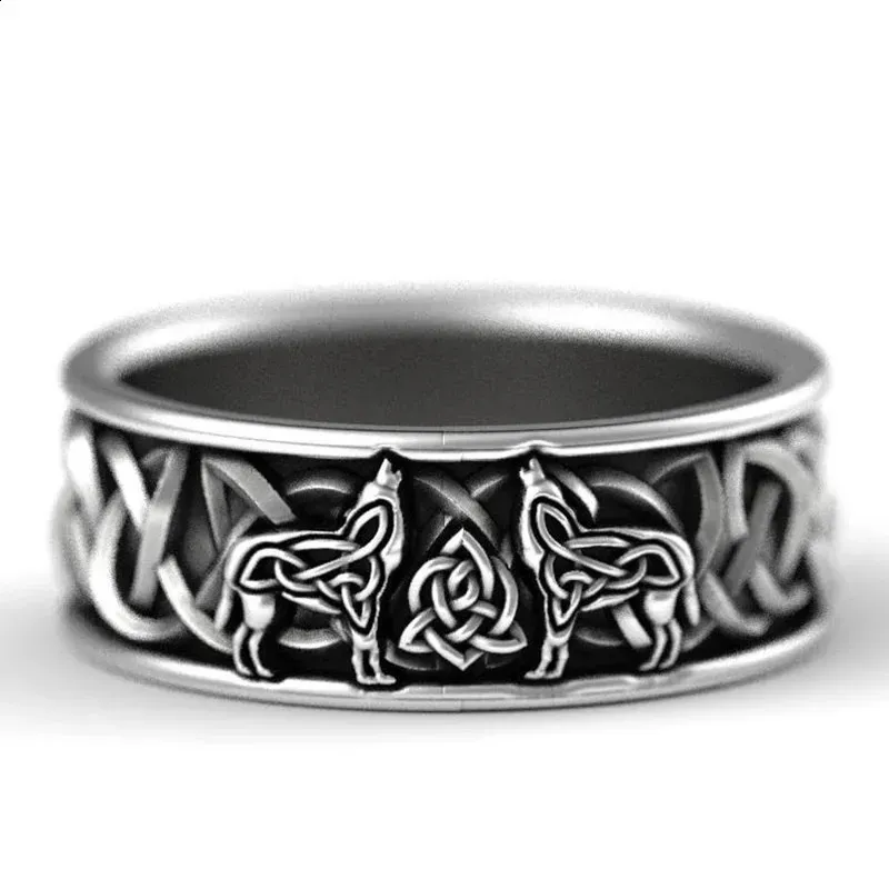 Huitan Viking Nordic Mythical Giant Werewolf Ring Defense Totem Wolf Fashion Hip Hop Rock Neutral Finger Punk Gift_voghion.com