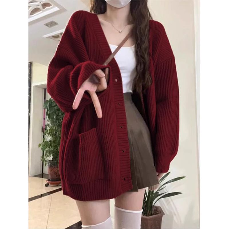 Pull paresseux pour femme, nouveau design automne-hiver, style universitaire, cardigan tricoté_voghion.com