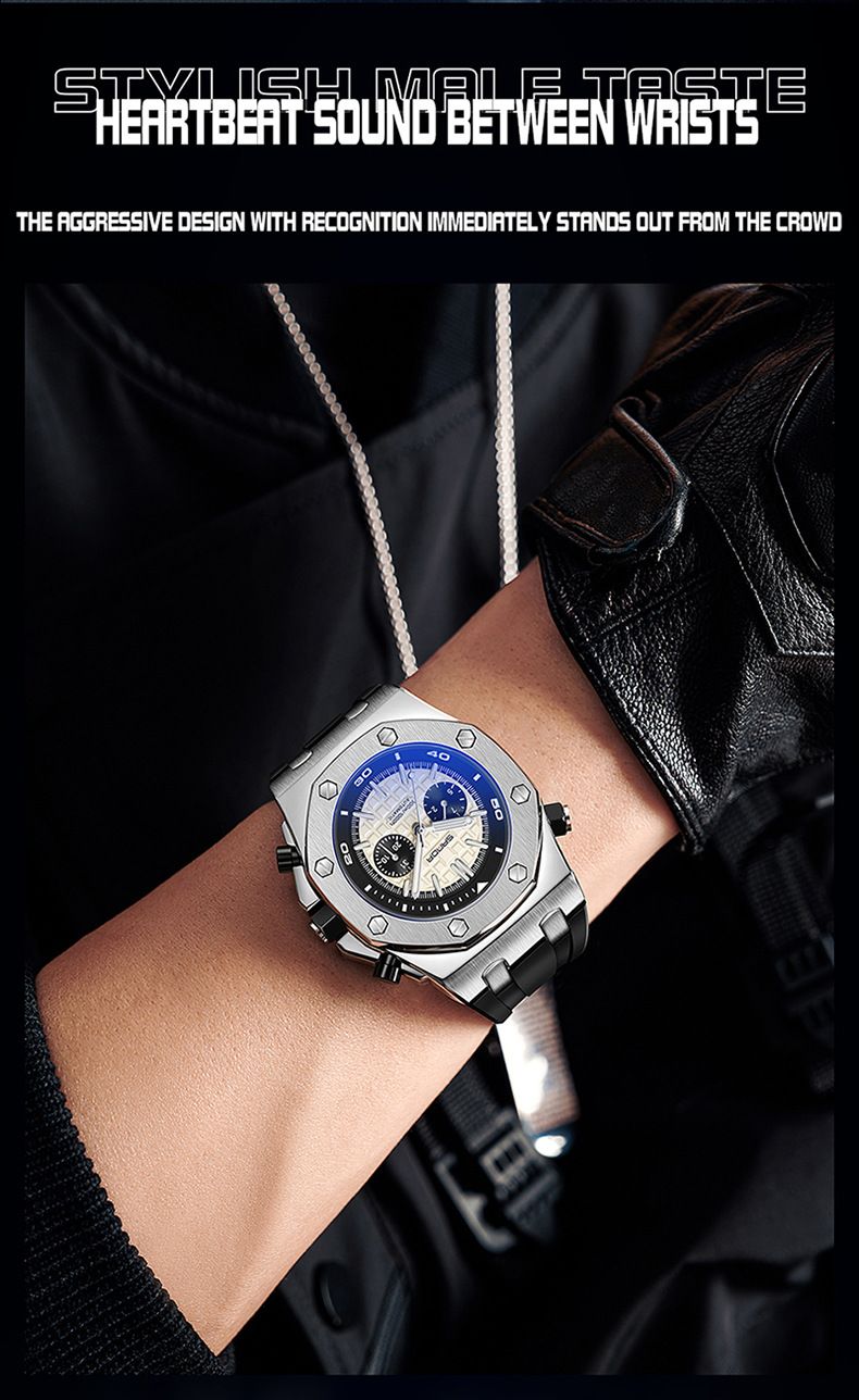 Men's Automatic Mechanical Watch With Luminous Hands, Stainless Steel Case, And Durable TPU Strap - Stylish Round Dial Watch For Casual Wear_voghion.com