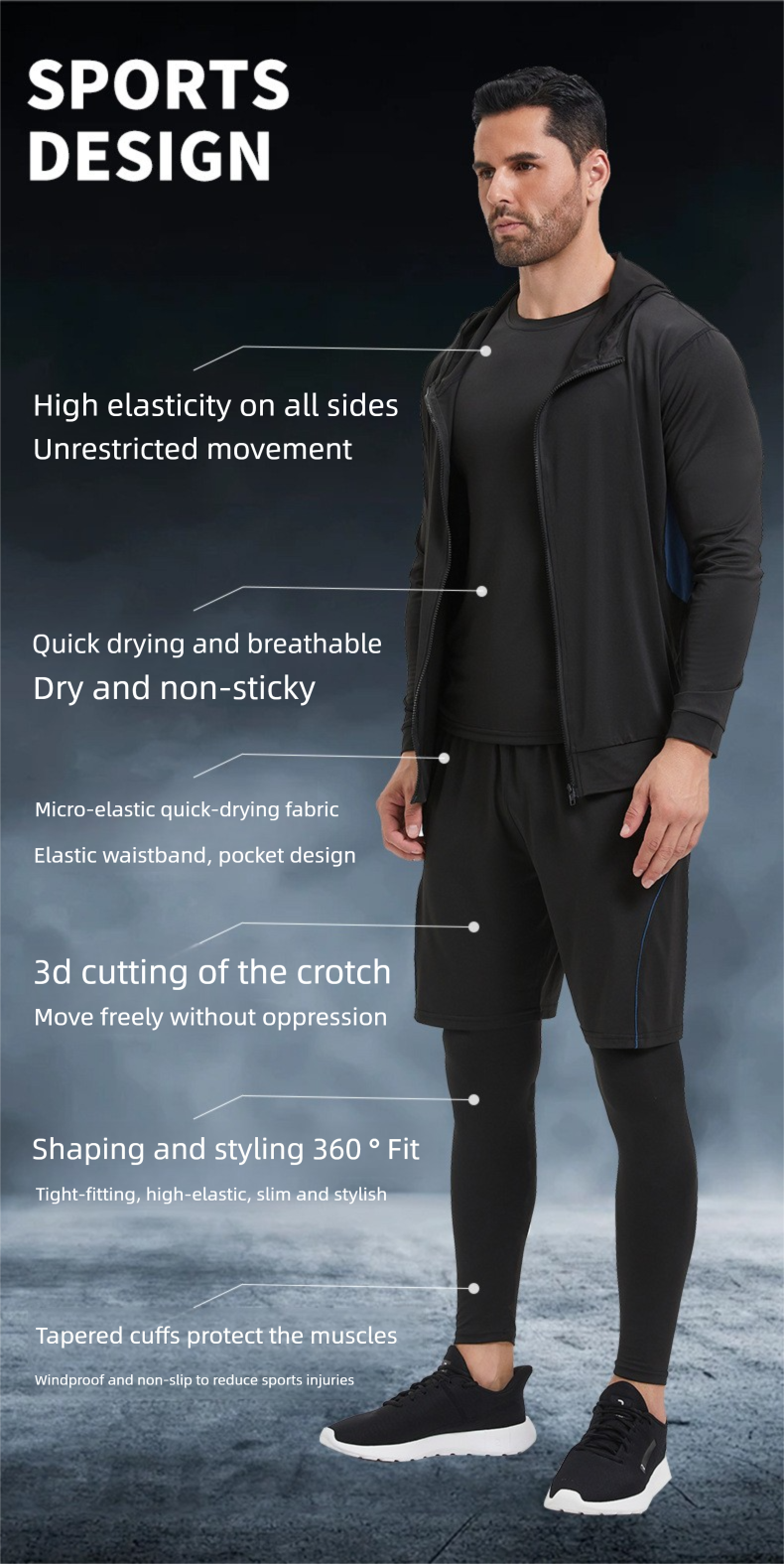 Winter Running Set Men's Fleece-Lined Thermal Base Layer Quick-Dry Compression Shirt Sports Fitness Ski Training_voghion.com