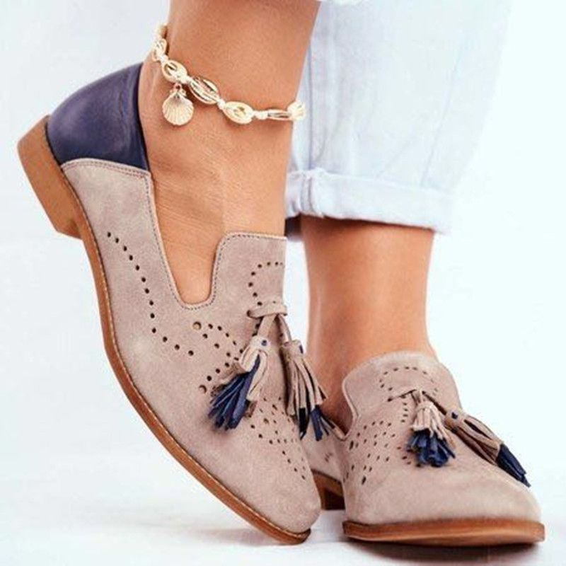 Und Winter 2020 Herbst Neue Gestanzte Quaste Mode frauen Einzelnen Schuhe_voghion.com