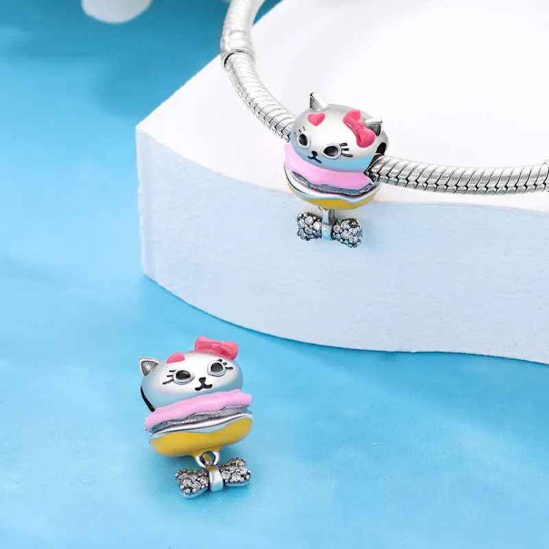 925 Sterling Silver Pet Life Series Charms Cat Burger Family Beads Fit Bracelet Necklace DIY For Women Fashion Jewelry_voghion.com