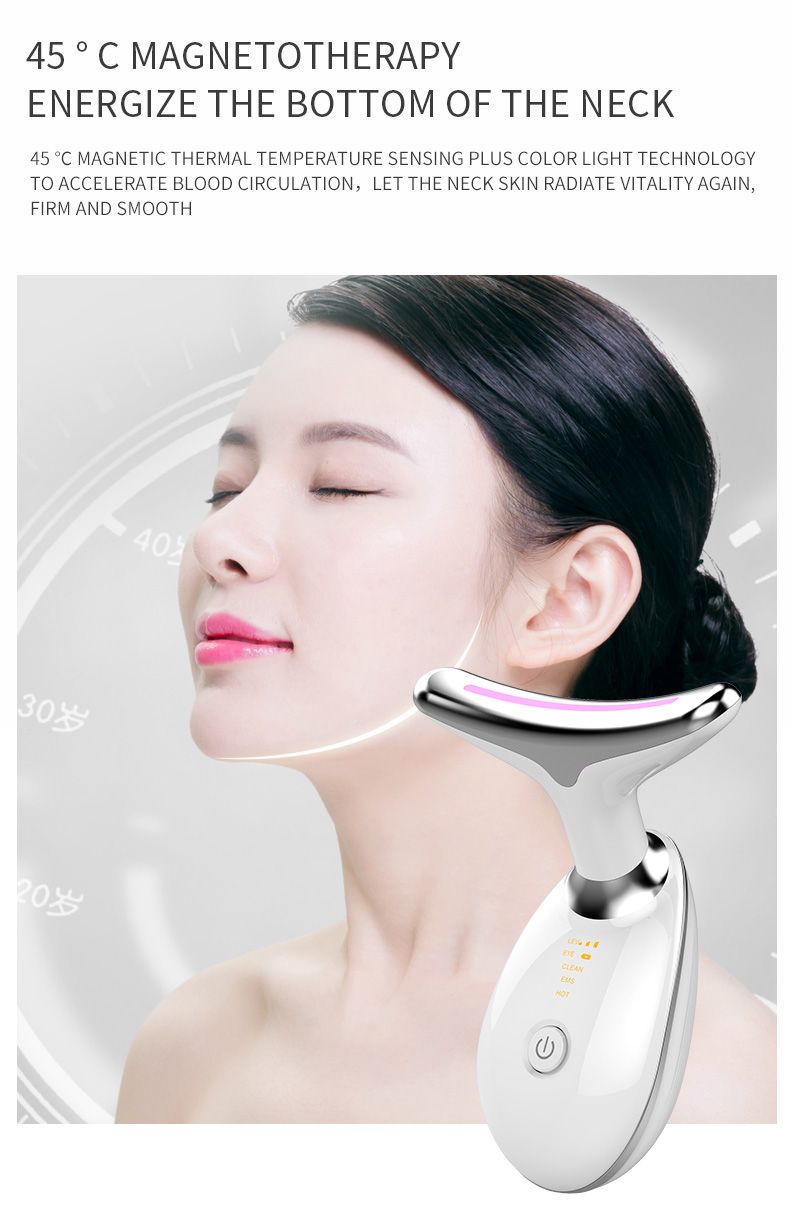 Masseur de cou, appareil multifonctionnel de Massage du visage, outil de sculpture du visage à Led (blanc), masseur de cou pour les soins de la peau_voghion.com