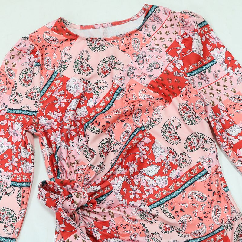 Women's Muslim Robe New Fashion Printed Dress With Headscarf_voghion.com