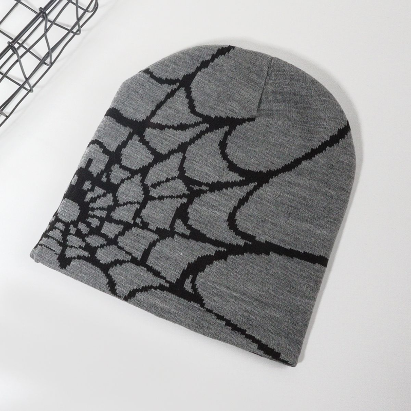 Unisex Knitted hat hat trend pullover spider web Y2K jacquard hats for men and women_voghion.com