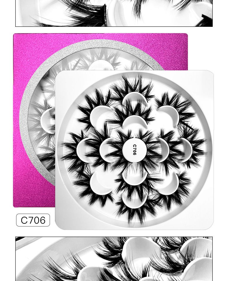 False Eyelashes Natural 3D Three Dimensional Multi Layer Thick Curled False Eyelashes 7 Pairs Of Simulation Long Eyelashes_voghion.com