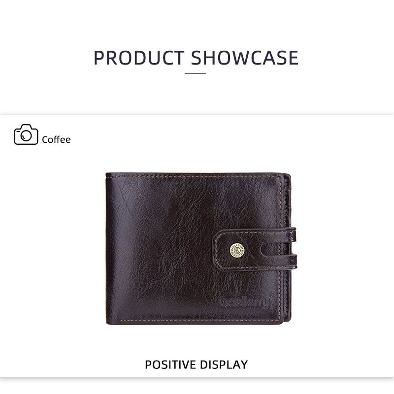 Baellerry New Paragraph Men's Short Wallet Retro Multi-card Buckle Wallet Simple Zipper Coin Purse_voghion.com