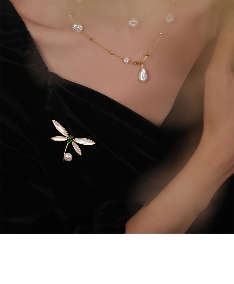 Perle Libelle Brosche frauen Premium Brosche Pin Design Pullover Nische Exquisite Schmuckstücke_voghion.com