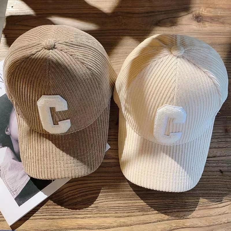 Klassische Cord-Baseballkappe – Unisex-Dad-Cap mit gesticktem „C“, sportlicher Retro-Stil für Damen und Herren_voghion.com