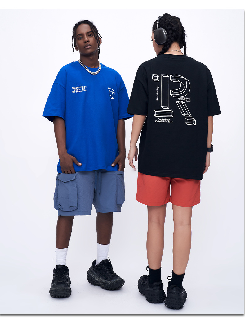 Vêtements homme coton peigné T-shirt ample mode R imprimé manches courtes homme_voghion.com