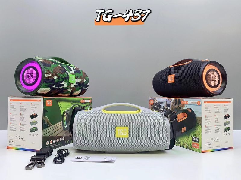 Tragbares TG437 Bluetooth mit Riemen und buntem LED-Licht, 20 W Doppellautsprecher, TWS-Subwoofer-Soundsystem_voghion.com