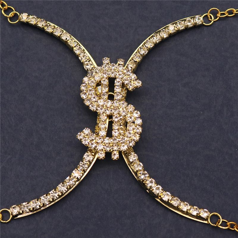 Women's Jewelry Body Chain With Crystal Rhinestones - Stylish Dollar Sign Design For Parties, Weddings, And Special Occasions - Adjustable Length_voghion.com