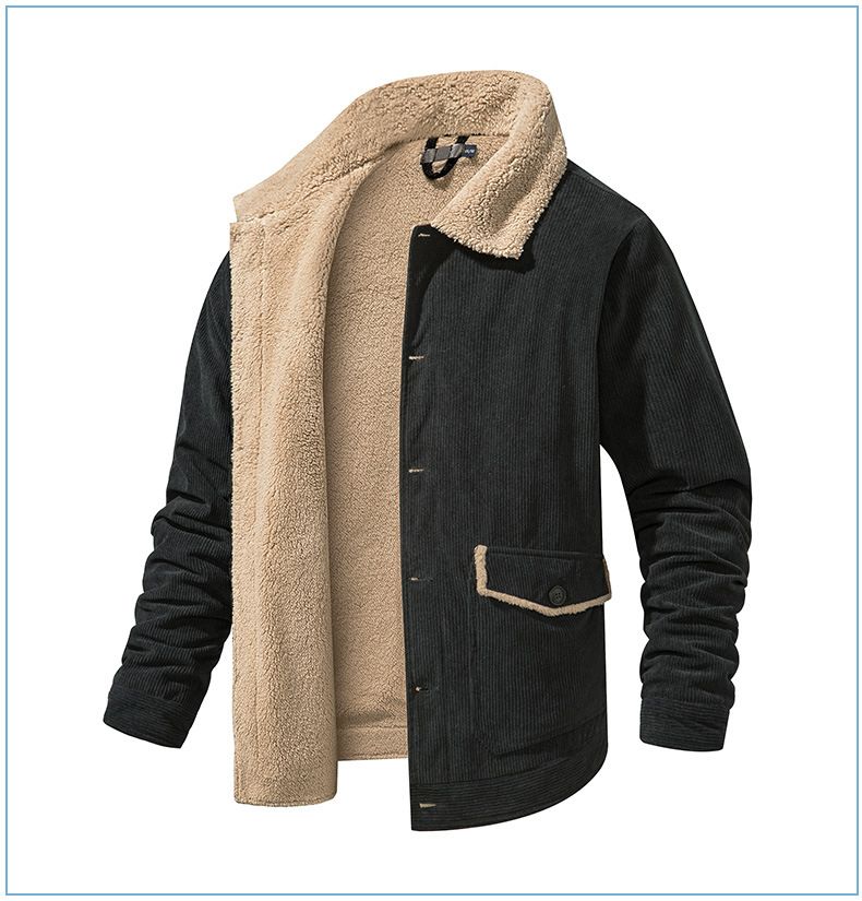 Men's Plus-Size Corduroy Winter Jacket – Lambswool-Lined Thick Coat For Cold Weather_voghion.com