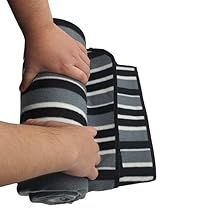 PortableAnd Extra Large Picnic Outdoor Blanket 3-Layer Convenient Mat Handbag Spring Summer Black And White Striped_voghion.com