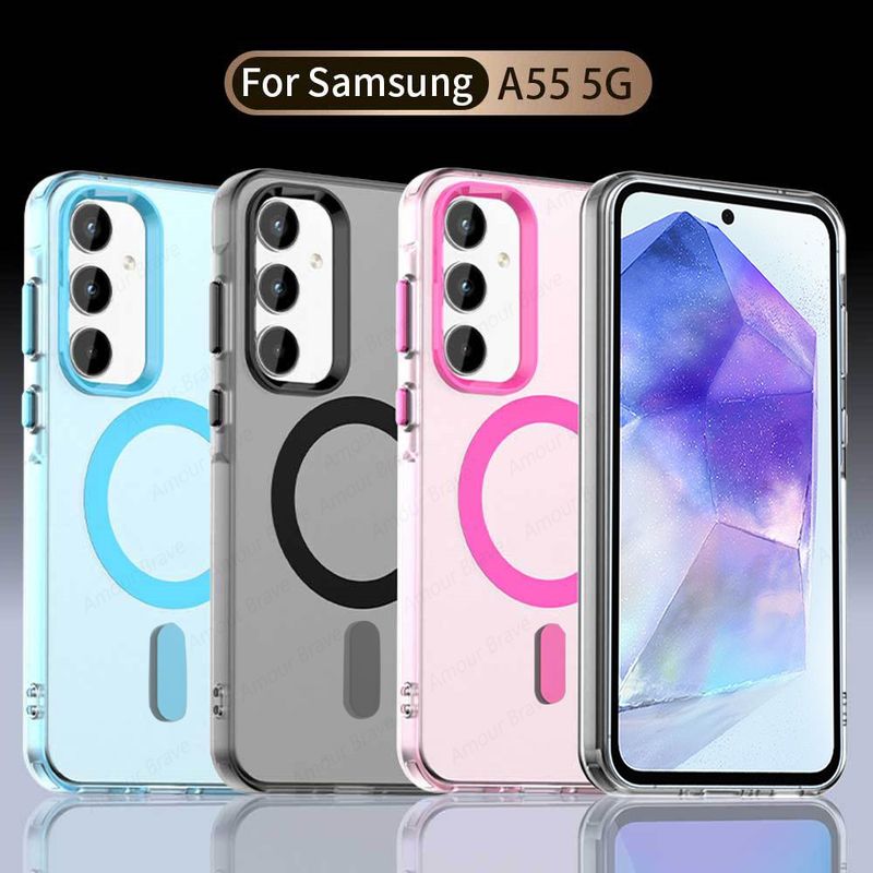 Per custodia magnetica per telefono per Samsung Galaxy A55 A56 A36 A35 A26 A25 A06 A05 M55 M35 Clear Candy Wireless Charging Cover_voghion.com