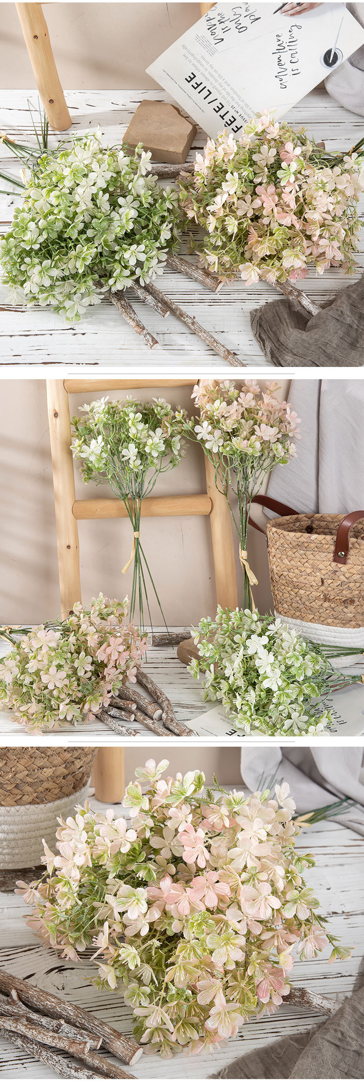 Bukett konstgjorda blommor tillverkare falska blommor och gröna växter grossist bröllopsdekoration hantverk INS stil YC1068_voghion.com
