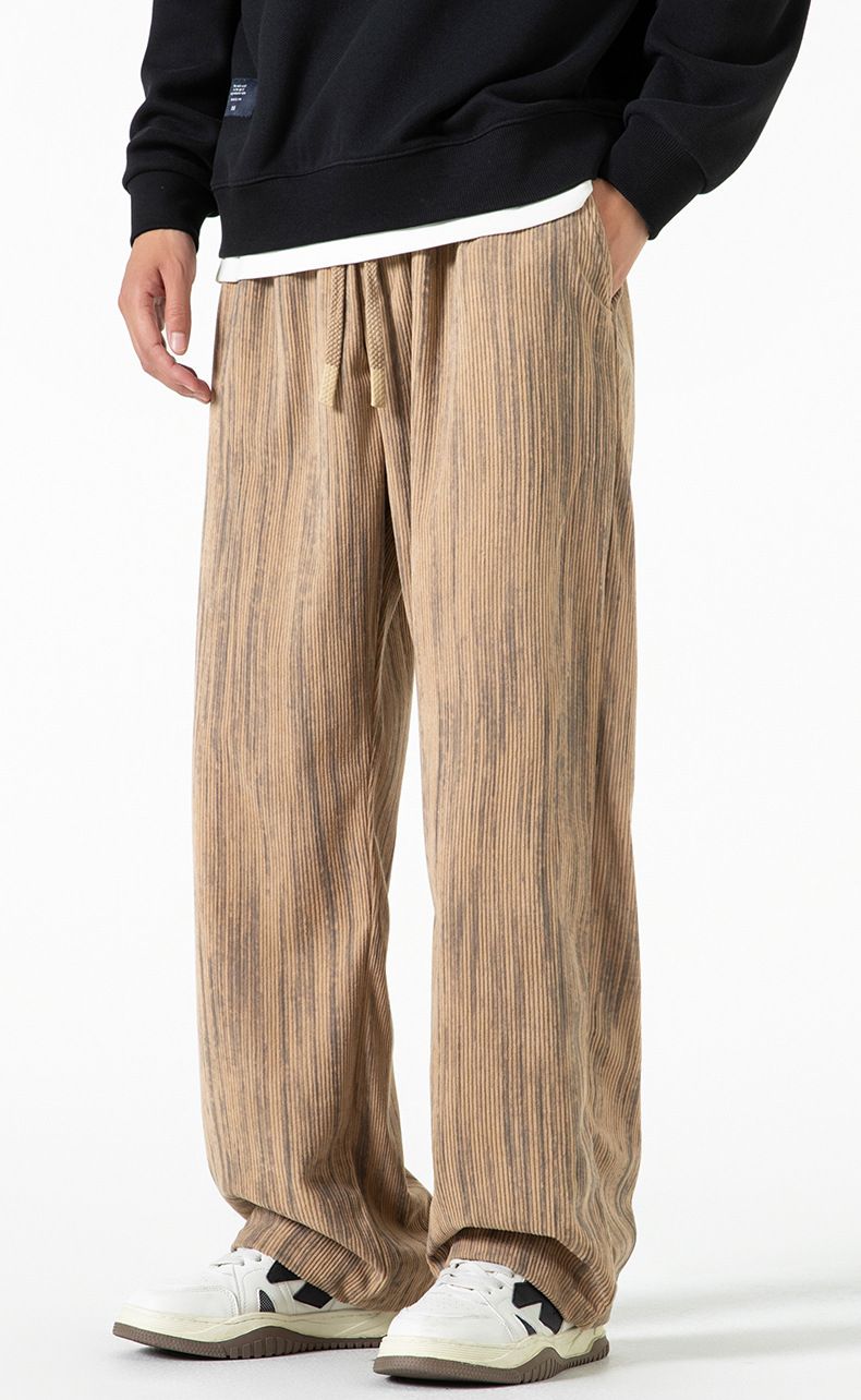 Pantaloni a gamba dritta larghi e versatili da uomo in velluto a coste americano autunno inverno 2024, stile nuovo, casual e ampio_voghion.com