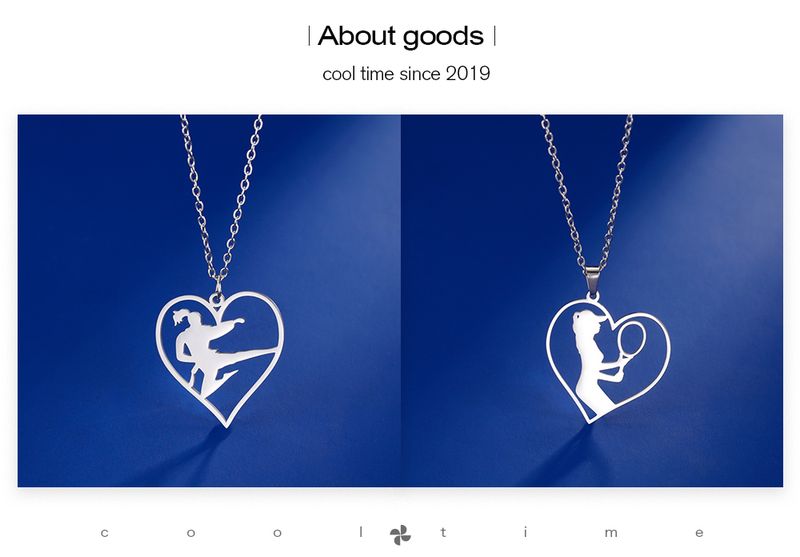 Collier tendance COOLTIME en acier inoxydable avec pendentif sport pour les amateurs de sport, bijoux ras du cou pour couple, cadeau_voghion.com