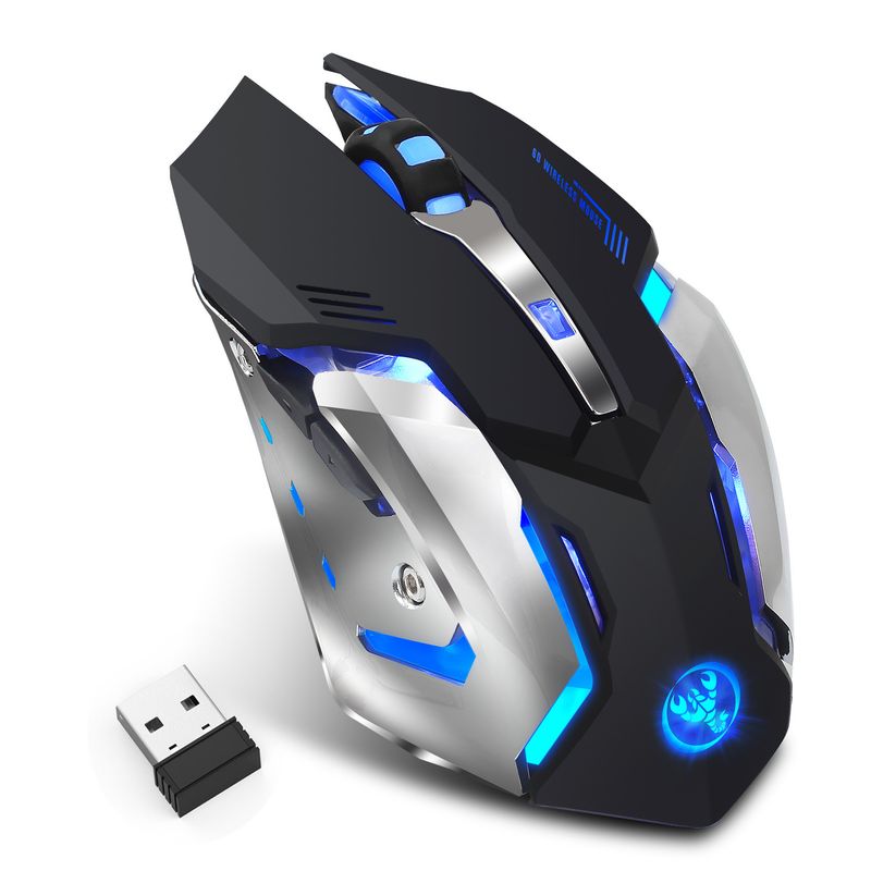 HXSJ M10 2,4G Kabellose Gaming-Maus mit wiederaufladbarem Akku, 10 m Reichweite, 2400 DPI, 7-farbiger RGB-Hintergrundbeleuchtung, 6 Tasten_voghion.com