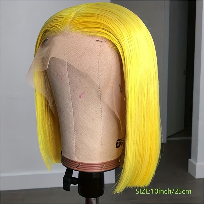 Peluca de cabello humano 180% 13x4, peluca corta recta con corte Bob, densidad del 180%, peluca de cabello humano frontal de encaje 13x4, línea de cabello Natural con pelo de bebé_voghion.com