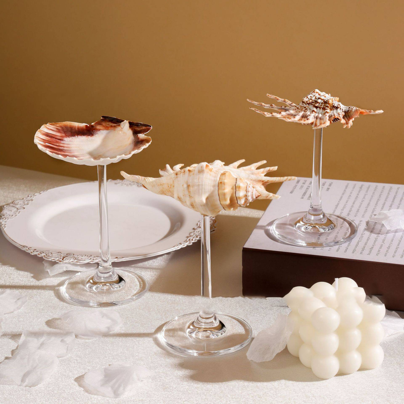 Portagioie squisito in vetro di vino con conchiglia naturale pura, utilizzato per decorare collane di gioielli, campanelli eolici per aromaterapia_voghion.com