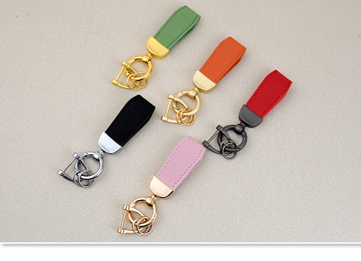 Men's Car Leather Keychain Candy Color Couple Key Pendant Sheep Pattern Bracelet Genuine Leather DIY Bag Pendant_voghion.com
