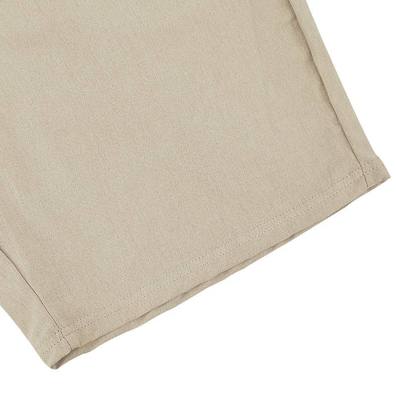 Camicia hawaiana a maniche lunghe, semplice, casual, in lino, traspirante, da uomo, estiva, con pantaloncini da spiaggia._voghion.com
