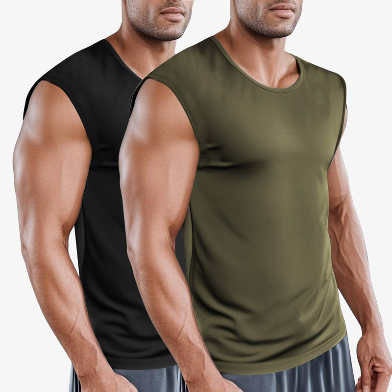 Summer Männer Sport Fitness Quick-dréchen Vest breathable Sleeveless Undershirt Zwee Stécker_voghion.com