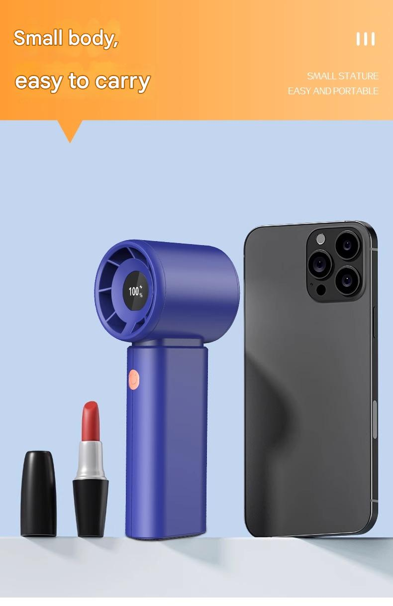 NOKO Student Handheld Small Fan Portable Digital Display Strong Wind Outdoor Turbine Fan Travel Charging Mini Fan Long Battery Life_voghion.com
