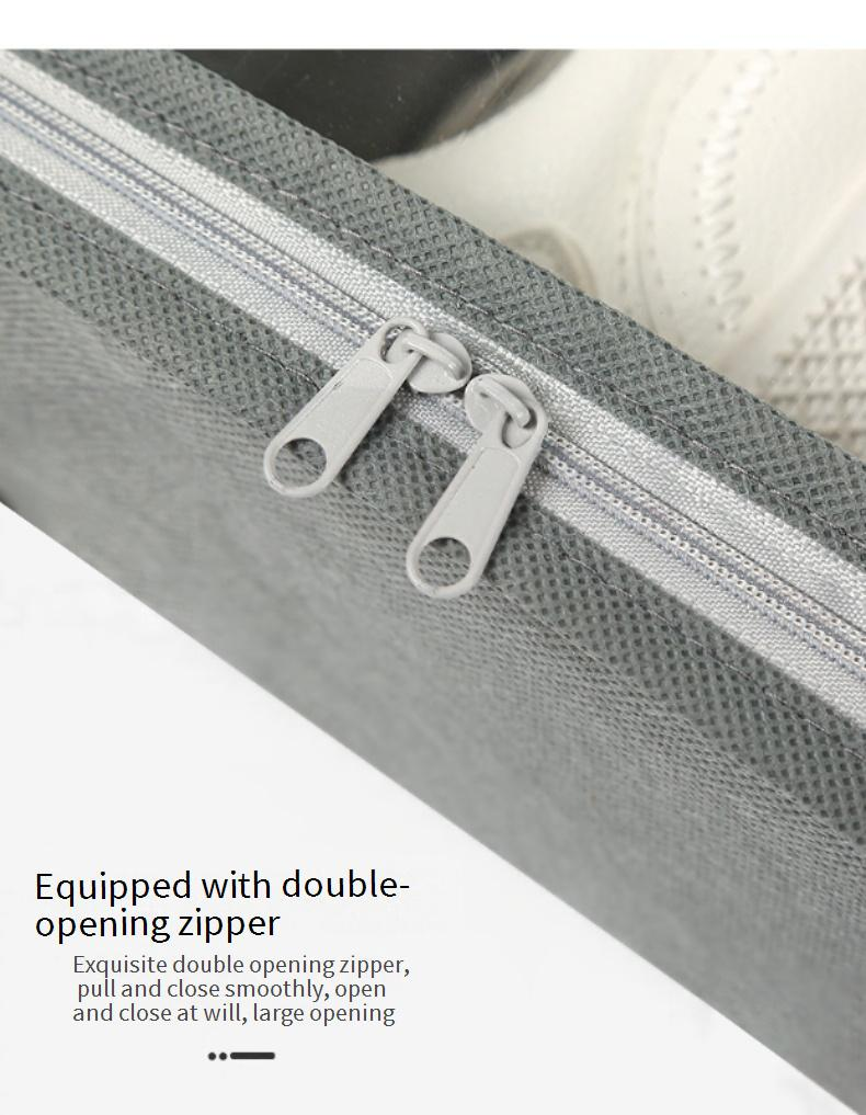 Under-Bed Shoe Storage Box - Clear Foldable Organizer With Dividers (Non-Woven Fabric, Space-Saving, Multi-Purpose)_voghion.com