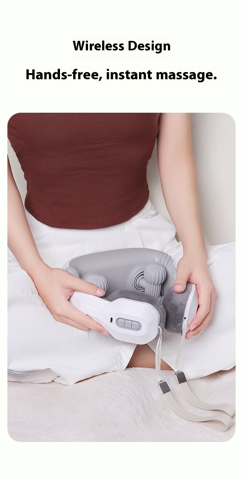 2-Node Electric Neck Massager – 5-Mode Shiatsu & Kneading Cervical Pillow With Heat, USB-Powered For Home/Office/Travel (Model H81, White)_voghion.com