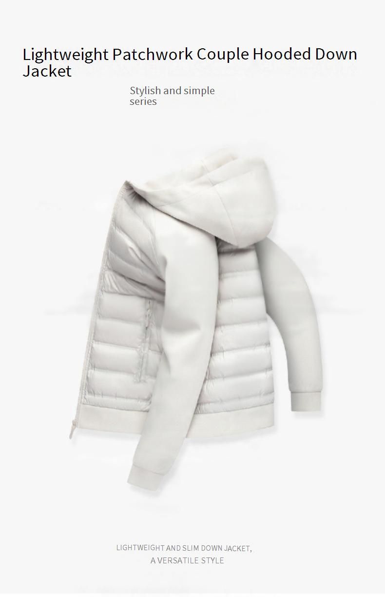 Men's Casual Hooded Down Jacket – 700FP Machine-Washable Winter Coat, Waterproof & Anti-Wrinkle, Korean Streetwear Style (Black/White)_voghion.com
