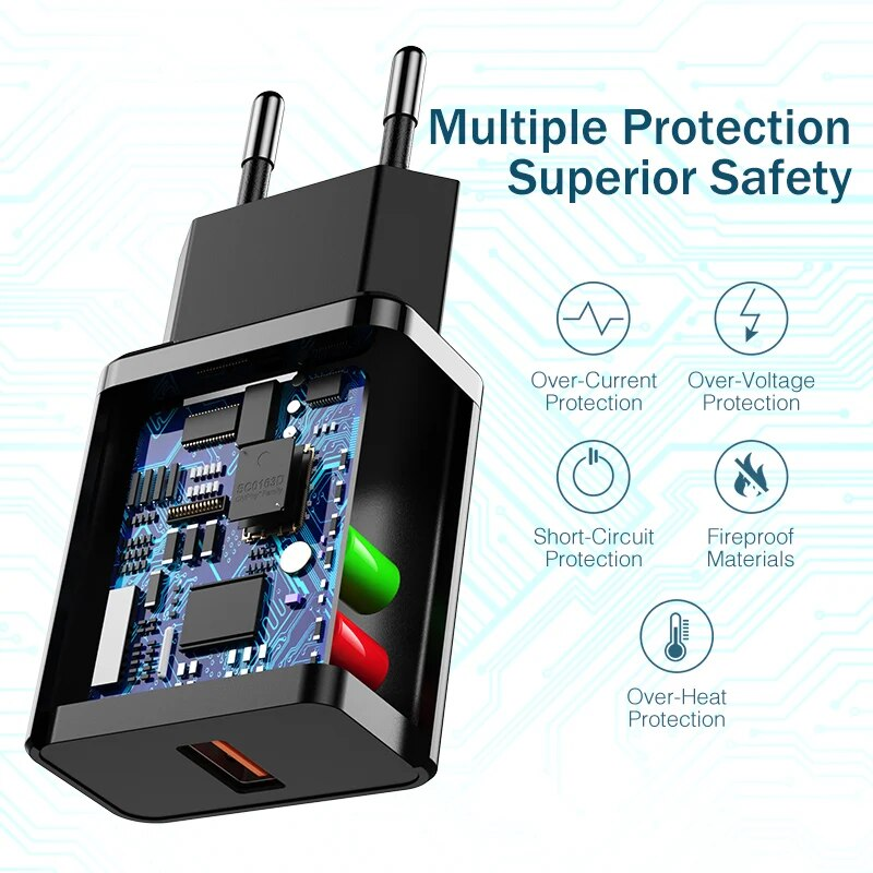 USB Universal QC 18W Fast Charging Adapter Quick Charge 3.0 4.0 Wall Mobile Phone Charger For iPhone Samsung_voghion.com