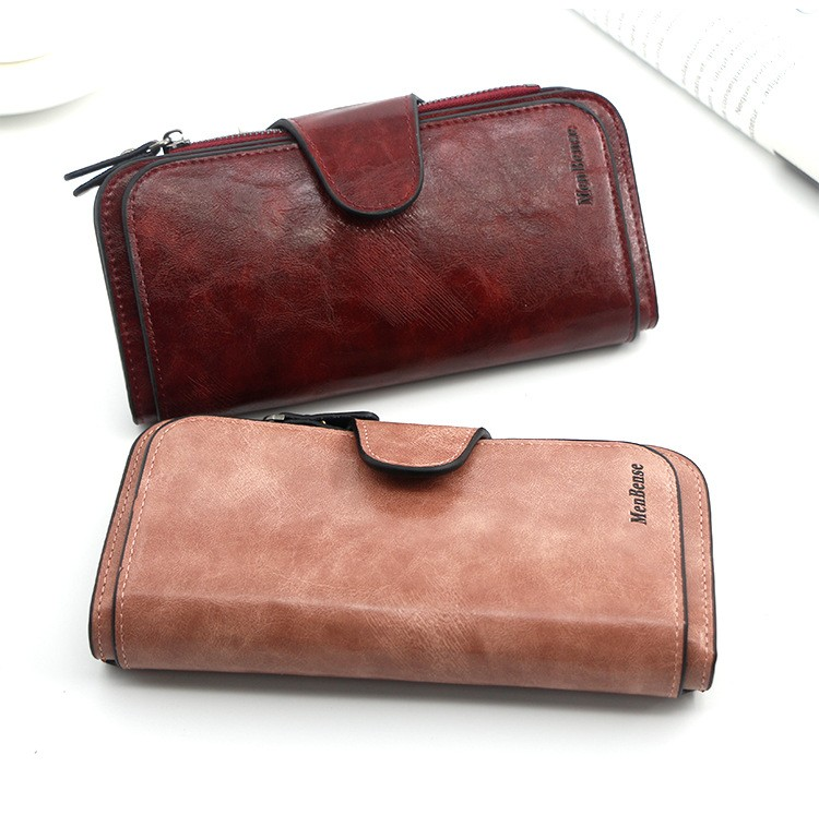 Damepung lavet af læder Punge Trefold VINTAGE Damepunge mobiltelefon Pung Kvinde Møntpung Carteira_voghion.com
