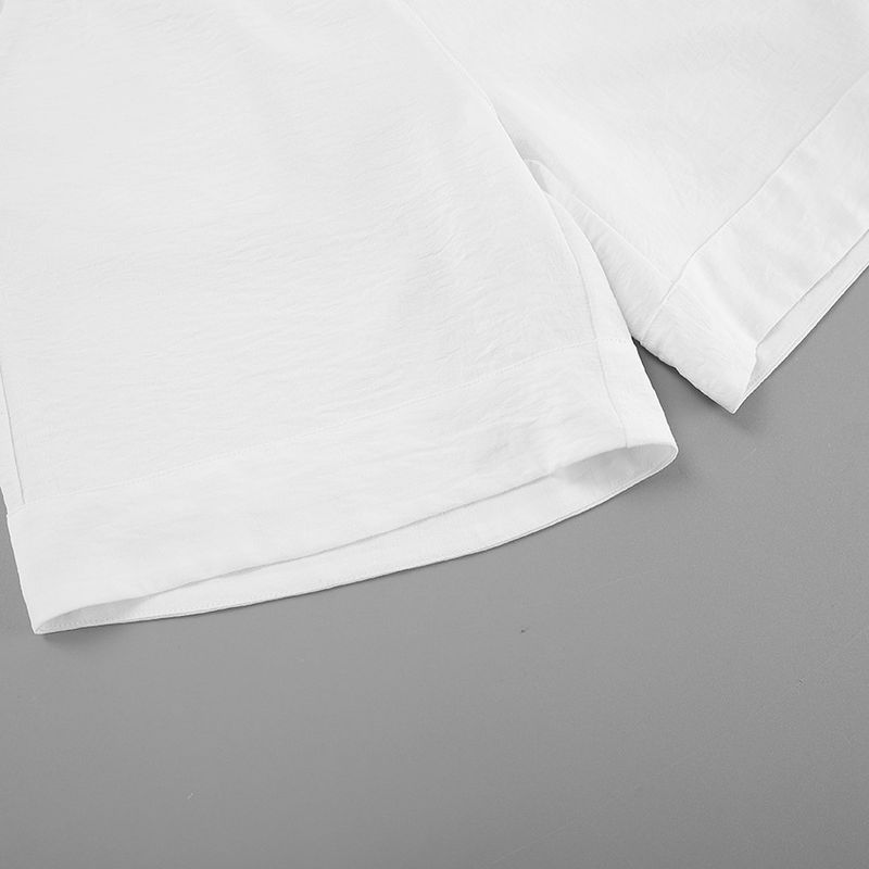 Ropa de mujer de verano, combina con todo, sencillo, sin mangas, cuello en V, chaleco, pantalones cortos, traje de dos piezas, traje informal de moda blanco_voghion.com