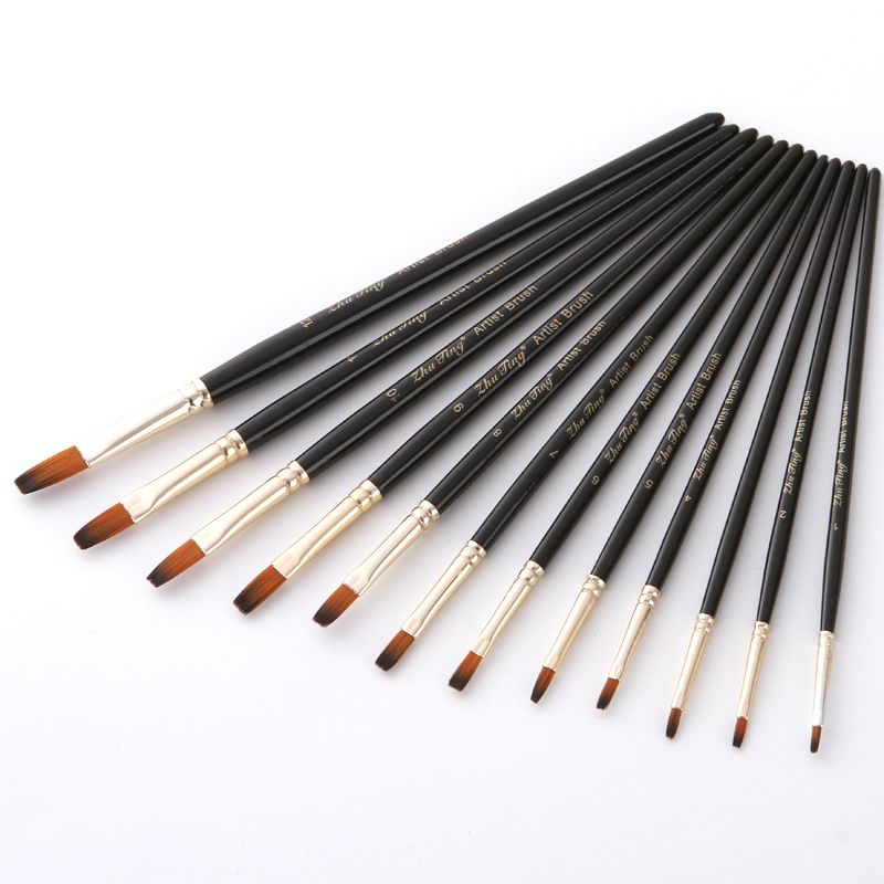 Cross-border 12 nylon wool brush two-color nylon wool brush round front watercolor brush art painting brush_voghion.com