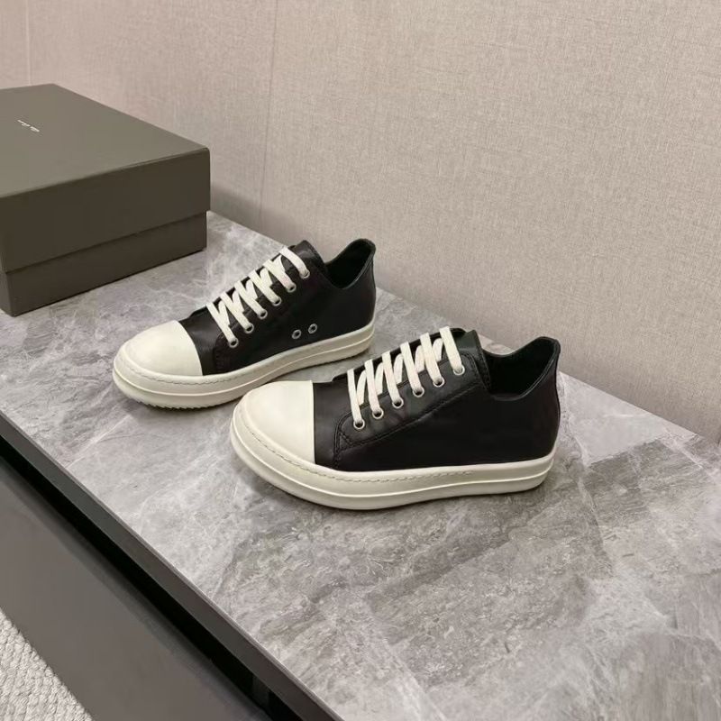 RO Owens Strap High Version 2024 New Genuine Leather Round Toe Low Top Thick Sole Lace-up Sports Casual Shoes_voghion.com